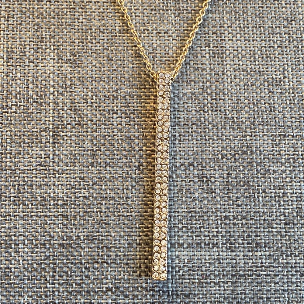 Banana Republic Signed Vintage Y2K Minimalist Crystal Bar Necklace